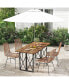 Фото #5 товара 67 Inch Patio Rectangle Acacia Wood Dining Table with Umbrella Hole