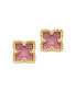 14K Gold Plated Flower Pink Imitation Mother of Pearl Stud Earrings