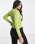 Фото #2 товара ASOS DESIGN Tall long sleeve scoop neck rib top in olive