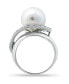 Imitation Pearl and Pave Cubic Zirconia Swirl Wrap Ring in Silver Plate