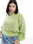 Фото #1 товара ASOS DESIGN Curve plated jumper with balloon sleeve in green