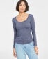 Фото #1 товара Women's Scoop-Neck Metallic-Knit Long-Sleeve Top, Created for Macy's