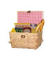 Фото #1 товара Gingham Lined Woodchip Picnic Basket With Lid and Movable Handles
