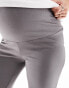 Фото #2 товара Mamalicious Maternity over the bump ribbed wide leg trousers in dark grey