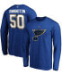 Фото #1 товара Men's Jordan Binnington Blue St. Louis Blues Authentic Stack Name and Number Long Sleeve T-shirt