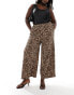 Yours wide leg pull on trousers in leopard print