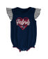 Girls Newborn and Infant Navy, Heathered Gray New England Patriots All The Love Bodysuit Bib and Booties Set