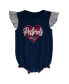 ფოტო #2 პროდუქტის Girls Newborn and Infant Navy, Heathered Gray New England Patriots All The Love Bodysuit Bib and Booties Set