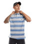 Фото #1 товара Polo Ralph Lauren icon logo pocket stripe pique polo classic oversized fit in light blue