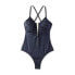 Фото #4 товара Women's Shirred V-Wire Plunge One Piece Swimsuit - Shade & Shore Gray XL