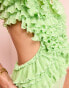 Фото #4 товара ASOS LUXE ruffle plunge swimsuit with cut out detail in green