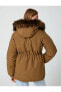 Пальто Koton Hooded Faux Fur Belted Zipper Koat
