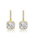 Фото #2 товара GV Sterling Silver with Gold Plated Clear Cushion with Round Cubic Zirconia Halo Drop Earrings