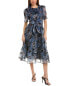 Фото #1 товара Gracia Sheer Floral Print A-Line Dress Women's Blue S