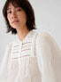 Puff Sleeve Lace-Trim Shirt