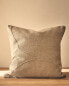 Linen cushion cover with topstitching