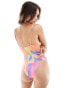 Фото #2 товара ASOS DESIGN micro strap sleek swimsuit in abstract floral