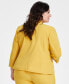 Фото #2 товара Plus Size Collarless Open-Front Long-Sleeve Blazer