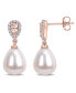 ფოტო #1 პროდუქტის Freshwater Cultured Pearl (9-9.5mm), Morganite (1/2 ct. t.w.) and Diamond (1/7 ct. t.w.) Drop Earrings in 10k Rose Gold