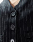 Miss Selfridge button through waistcoat in pinstripe Schwarz-Weiß mit Nadelstreifen, 44 - фото #3