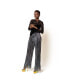 Women's Wide-Leg Rainbow Shimmer Pleated Tuxedo Pants