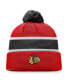 Фото #1 товара Men's Red, Black Chicago Blackhawks Breakaway Cuffed Knit Hat with Pom