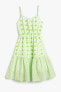 Kız Çocuk Çiçekli Ince Askılı Astarlı Fırfırlı Beli Büzgülü Elbise 3skg80117aw