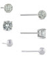 ფოტო #1 პროდუქტის 3-Pc. Set Cubic Zirconia, Crystal, & Polished Stud Earrings in Sterling Silver, Created for Macy's