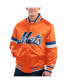 Фото #1 товара Men's Orange Distressed New York Mets Home Game Satin Full-Snap Varsity Jacket