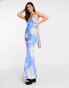 ASOS DESIGN cami bias maxi dress with large floral print in blue