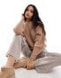 Threadbare high neck jumper in warm taupe