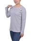 ფოტო #3 პროდუქტის Petite Long Sleeve Ribbed Button Detail Top