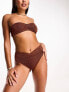Фото #3 товара Miss Selfridge glitter twist detail highwaist bikini bottom in bronze