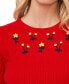 Women's Crewneck Flower Embroidered Short Sleeve Cotton Sweater