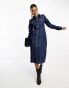 Фото #3 товара River Island long sleeve seamed denim midi dress in dark blue