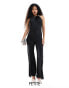 TFNC Petite wrap front jumpsuit in black Черный, 42 - фото #1