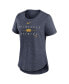 Фото #2 товара Women's Heather Navy Milwaukee Brewers Knockout Team Stack Tri-Blend T-shirt