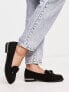 New Look suedette loafer in black with chain heel detail