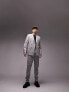 Topman slim double breasted six button striped suit jacket in grey