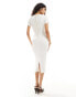 Closet London ribbed pencil midi dress in ivory