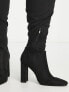 ASOS DESIGN Curve Kenni block-heeled over the knee boots in black