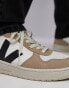 VEJA V-10 trainer in extra white black sahara chromefree leather