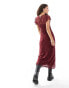 Reclaimed Vintage lace maxi dress with slip in burgundy