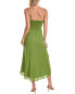 Hutch Tie Bodice Linen-Blend Midi Dress Women's Green Xl