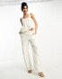 Фото #1 товара Y.A.S Bridal jacquard trousers co-ord in white