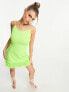 Jaded Rose embellished faux feather mini dress in lime