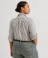Фото #2 товара Plus Size Stripe Roll Tab Button-Down Shirt
