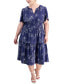 Фото #1 товара Plus Size Split-Neck Tiered Midi Dress
