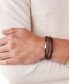 Фото #3 товара Men's Multi-Strand Silver-Tone Steel and Brown Leather Bracelet