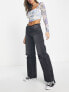 Фото #4 товара Only wide leg jeans with frayed low waist in black